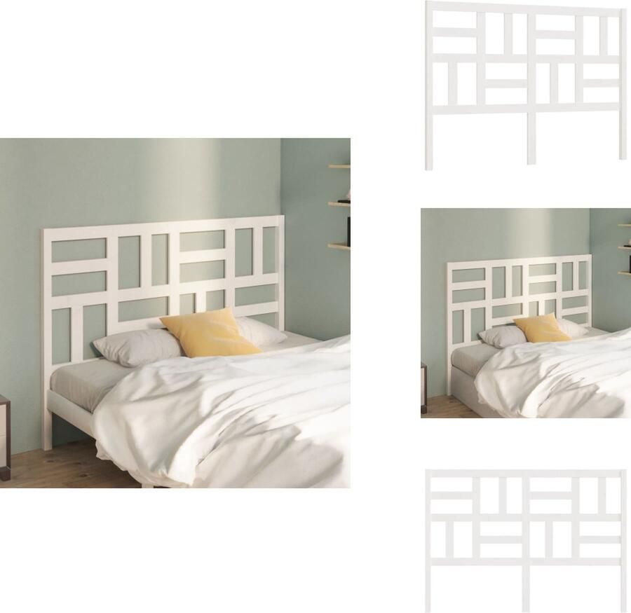 VidaXL Hoofdbord Hoofdborden Hoofdeinde Houten Hoofdbord 166x4x104 cm massief grenenhout wit