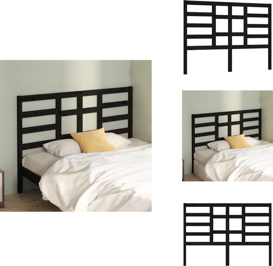 VidaXL Hoofdbord Hoofdborden Hoofdeinde Houten Hoofdbord 166x4x104 cm massief grenenhout zwart