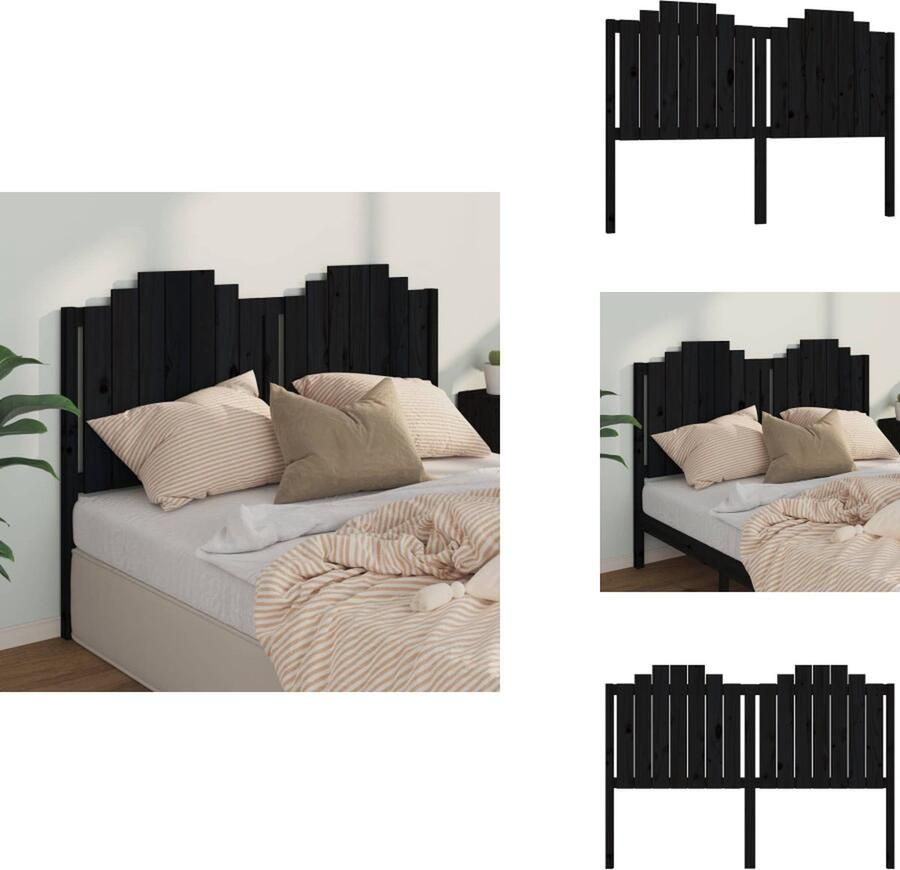 VidaXL Hoofdbord Hoofdborden Hoofdeinde Houten Hoofdbord 166x4x110 cm massief grenenhout zwart