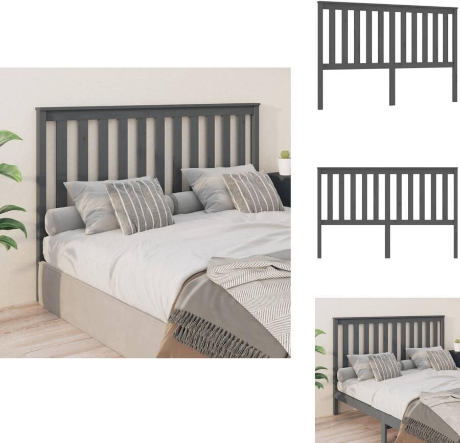 VidaXL Hoofdbord Hoofdborden Hoofdeinde Houten Hoofdbord 166x6x101 cm massief grenenhout grijs