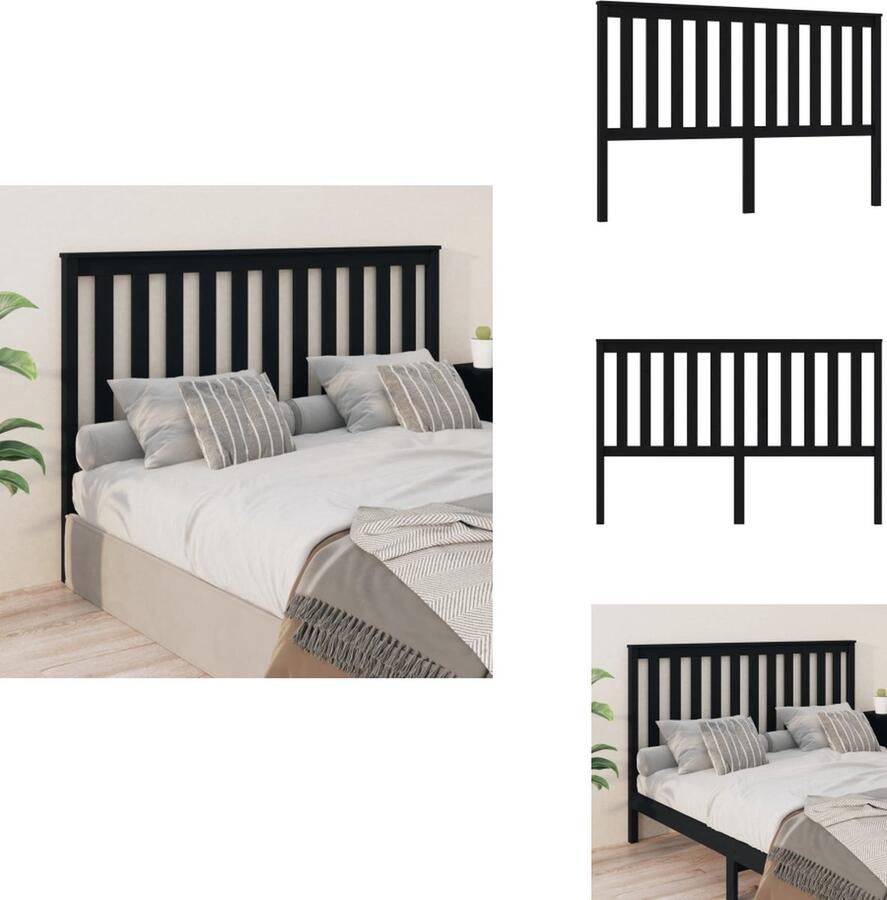 VidaXL Hoofdbord Hoofdborden Hoofdeinde Houten Hoofdbord 166x6x101 cm massief grenenhout zwart