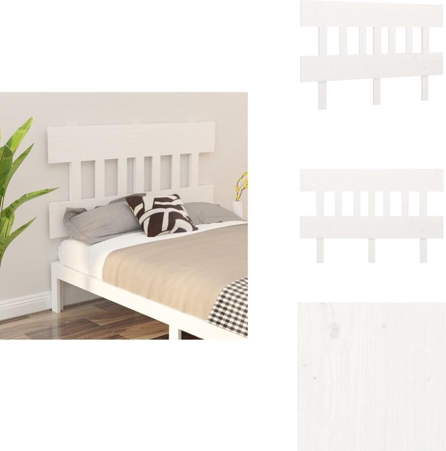 VidaXL Houten Hoofdeinde Klassiek Hoofdbord Afmetingen- 183.5 x 3 x 81 cm Kleur- Wit Bedonderdeel