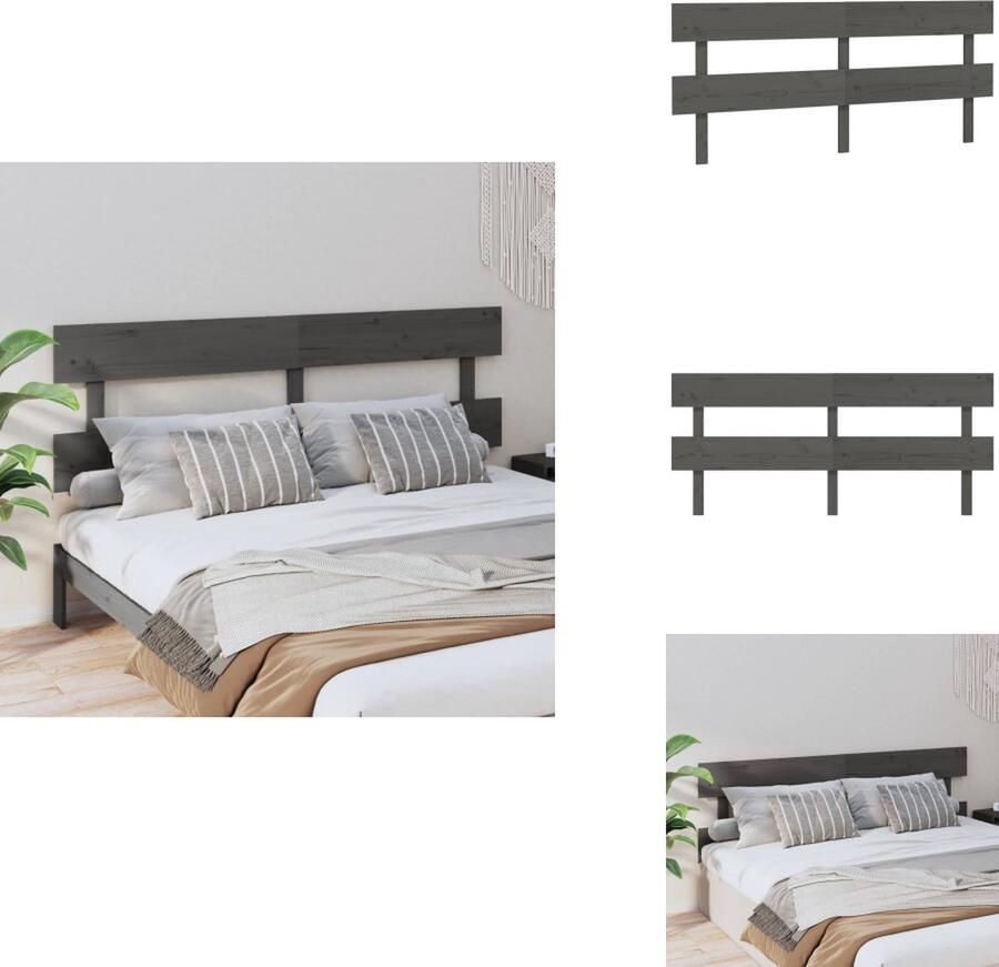 VidaXL Hoofdbord Hoofdborden Hoofdeinde Houten Hoofdbord 184x3x81 cm massief grenenhout grijs