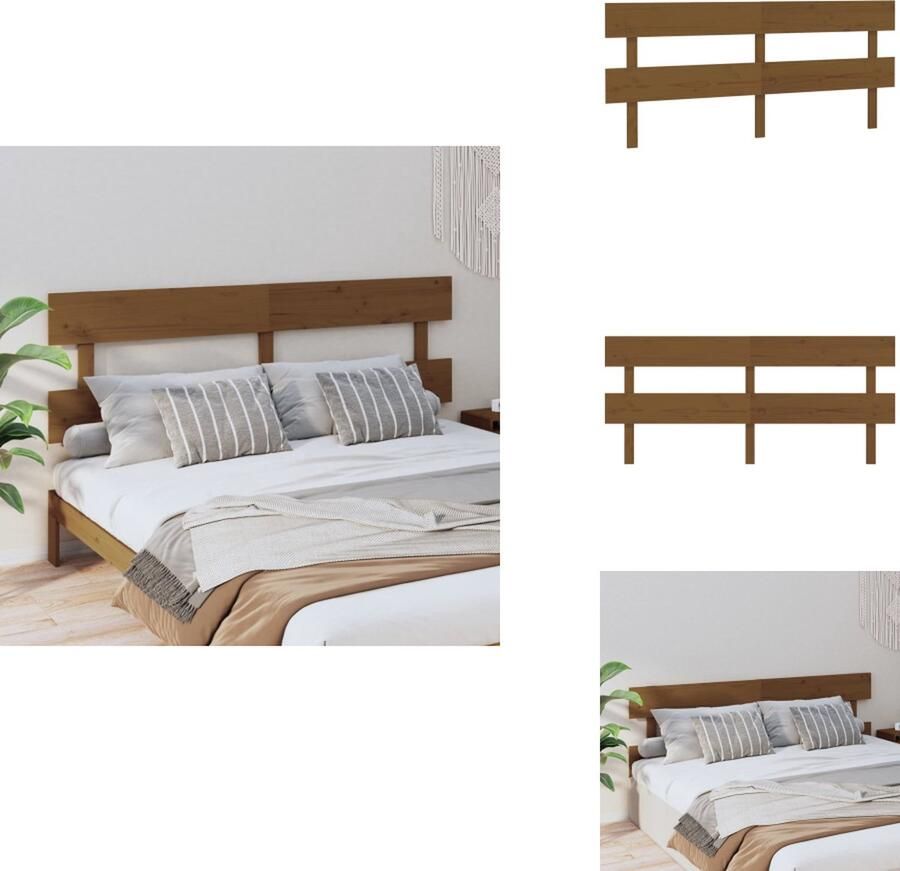 VidaXL Hoofdbord Hoofdborden Hoofdeinde Houten Hoofdbord 184x3x81 cm massief grenenhout honingbruin - Foto 2