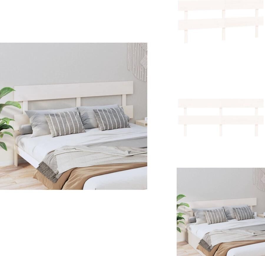 VidaXL Hoofdbord Hoofdborden Hoofdeinde Houten Hoofdbord 184x3x81 cm massief grenenhout wit