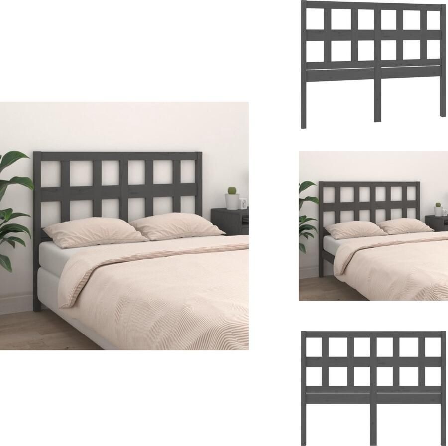 VidaXL Hoofdbord Hoofdborden Hoofdeinde Houten Hoofdbord 185 5x4x100 cm massief grenenhout grijs