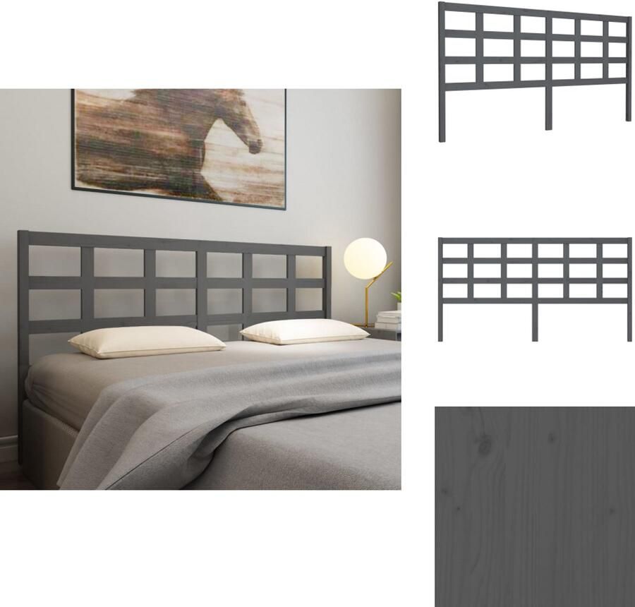 VidaXL Hoofdbord Hoofdborden Hoofdeinde Houten Hoofdbord 185 5x4x100 cm massief grenenhout grijs