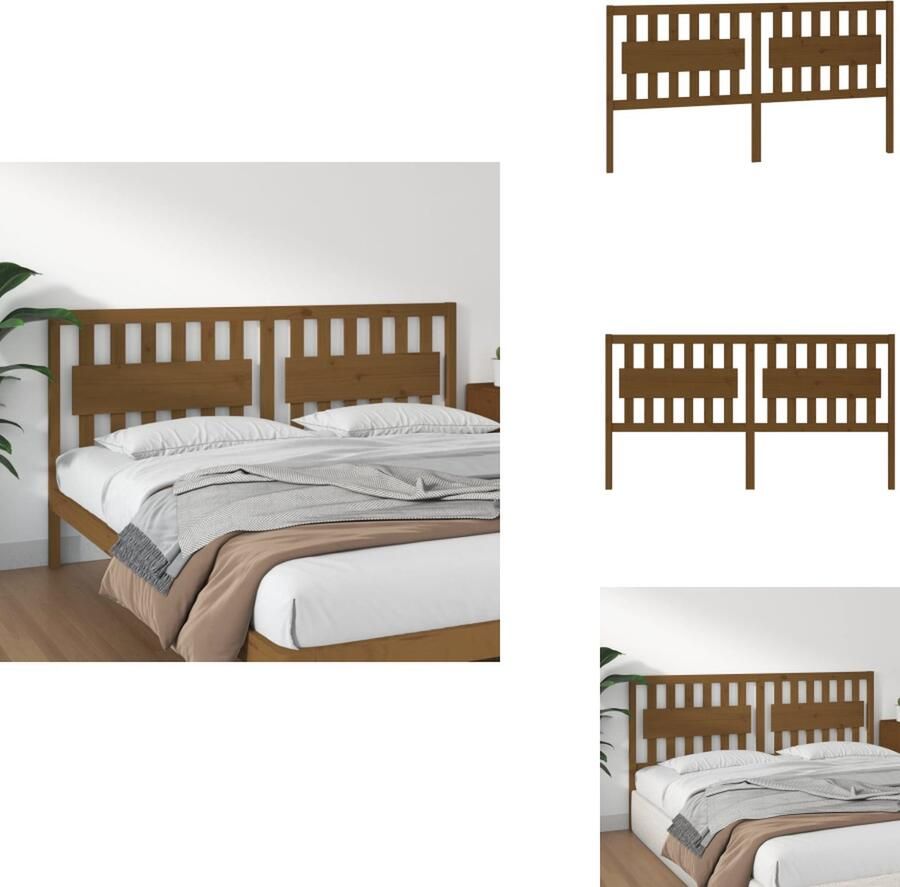 VidaXL Hoofdbord Hoofdborden Hoofdeinde Houten Hoofdbord 185 5x4x100 cm massief grenenhout honingbruin - Foto 2