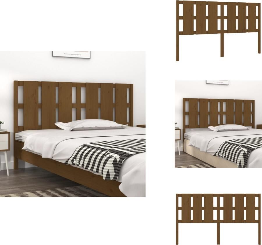VidaXL Hoofdbord Hoofdborden Hoofdeinde Houten Hoofdbord 185 5x4x100 cm massief grenenhout honingbruin - Foto 4