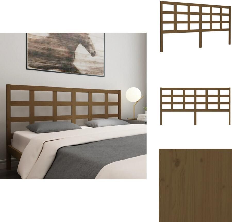 VidaXL Hoofdbord Hoofdborden Hoofdeinde Houten Hoofdbord 185 5x4x100 cm massief grenenhout honingbruin - Foto 3