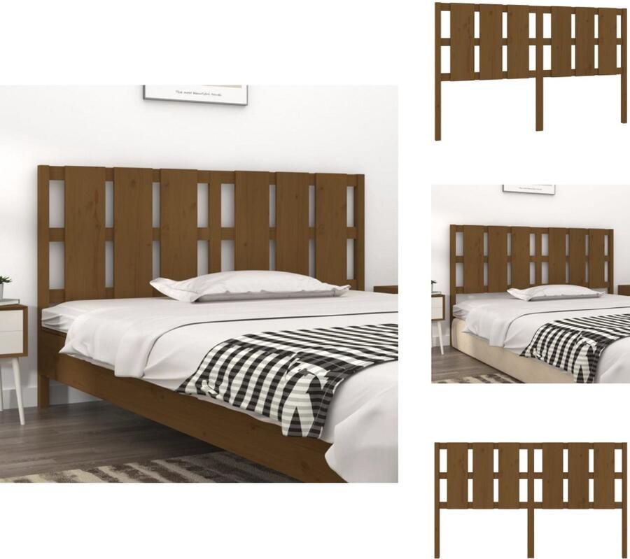 VidaXL Hoofdbord Hoofdborden Hoofdeinde Houten Hoofdbord 185 5x4x100 cm massief grenenhout honingbruin - Foto 5