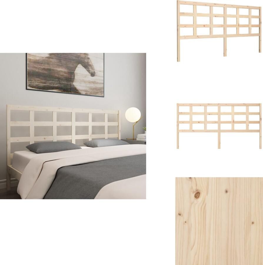 VidaXL Hoofdbord Hoofdborden Hoofdeinde Houten Hoofdbord 185 5x4x100 cm massief grenenhout zwart - Foto 3