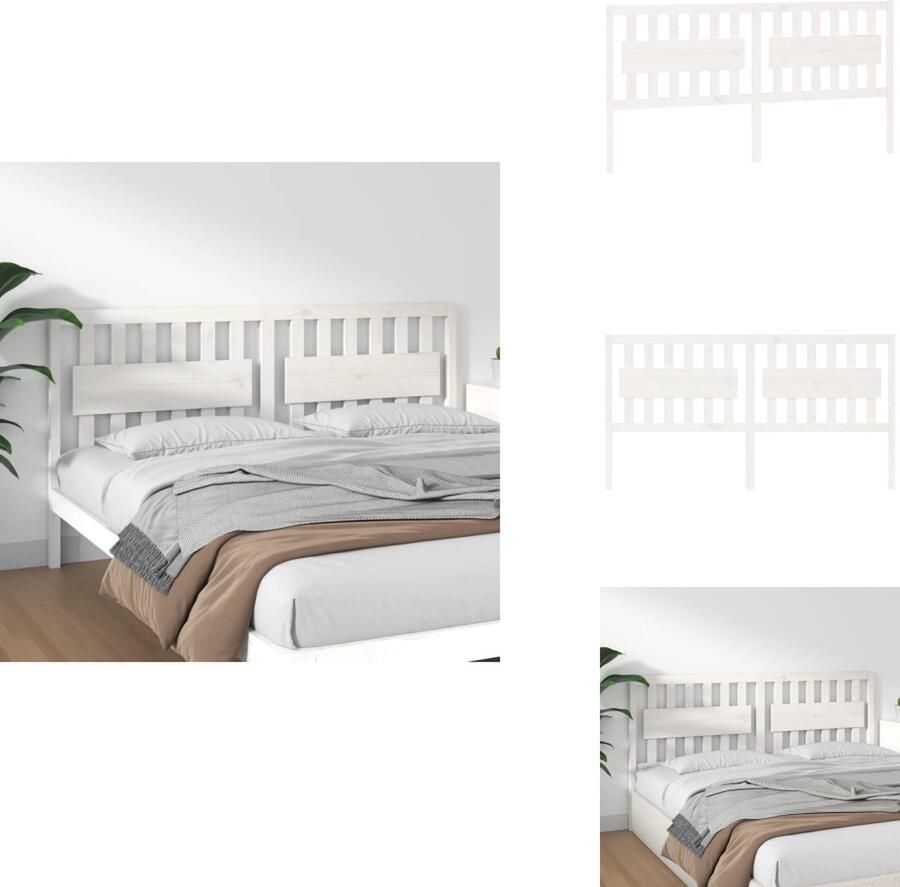 VidaXL Hoofdbord Hoofdborden Hoofdeinde Houten Hoofdbord 185-5x4x100 cm massief grenenhout wit - Foto 2