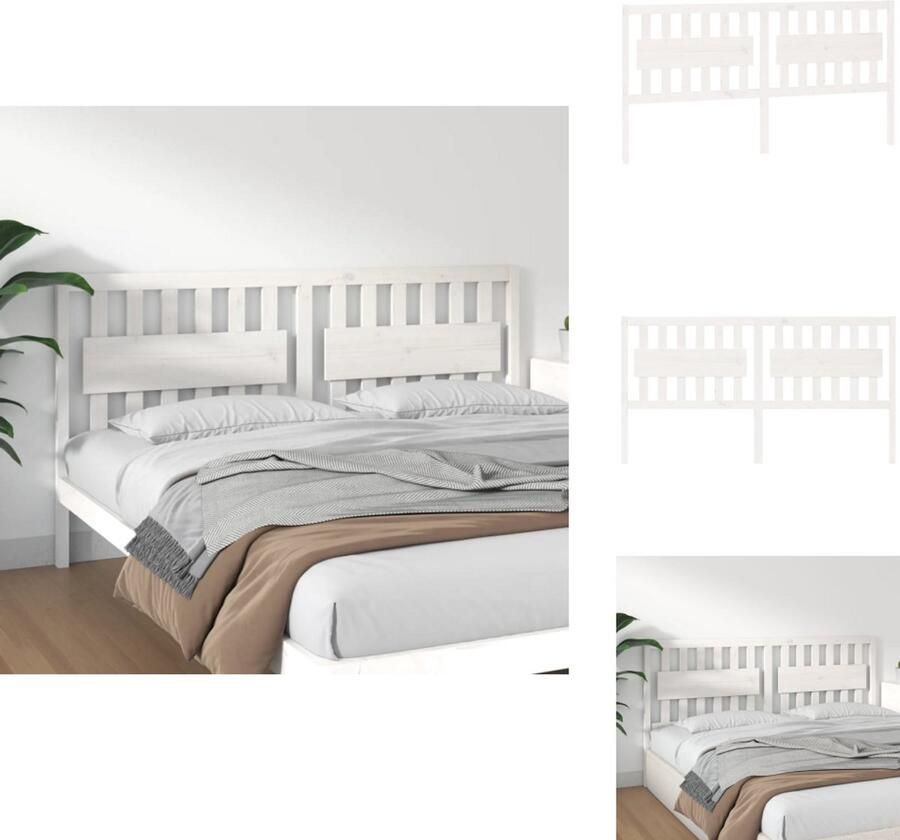 VidaXL Hoofdbord Hoofdborden Hoofdeinde Houten Hoofdbord 185-5x4x100 cm massief grenenhout wit