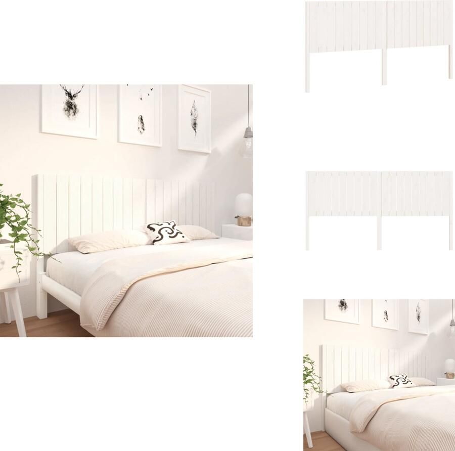 VidaXL Hoofdbord Hoofdborden Hoofdeinde Houten Hoofdbord 185 5x4x100 cm massief grenenhout wit