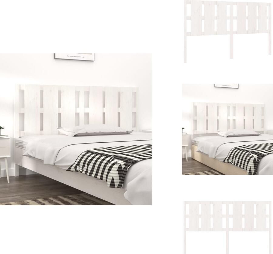 VidaXL Hoofdbord Hoofdborden Hoofdeinde Houten Hoofdbord 185 5x4x100 cm massief grenenhout wit - Foto 5