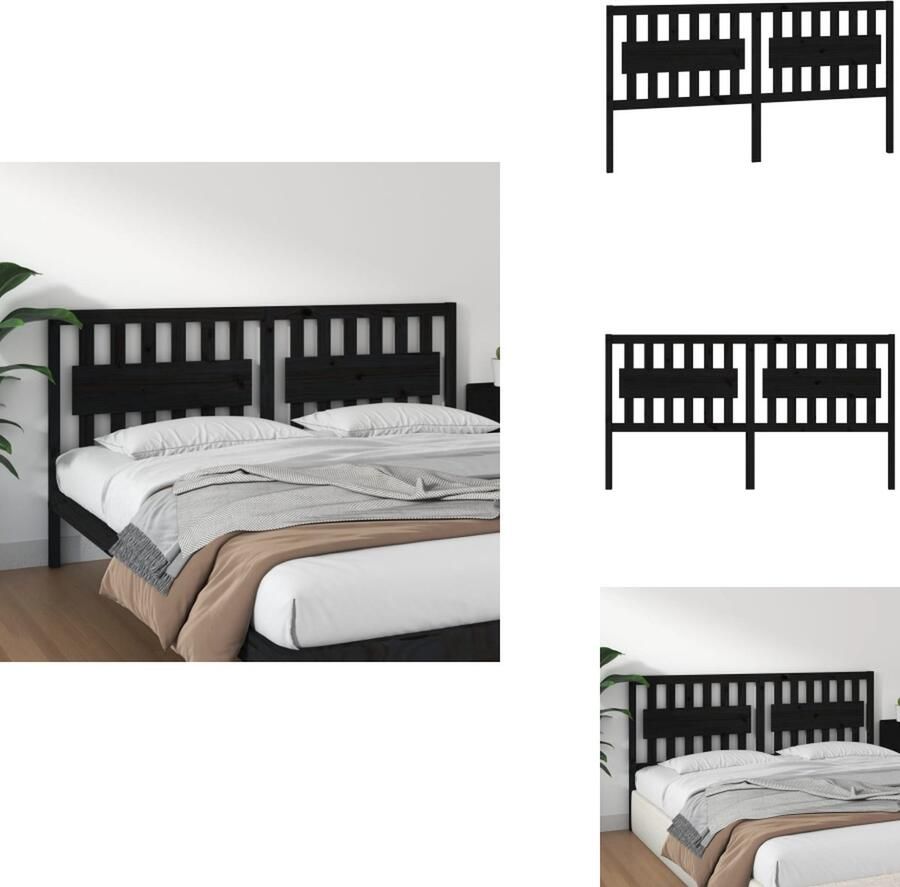 VidaXL Hoofdbord Hoofdborden Hoofdeinde Houten Hoofdbord 185-5x4x100 cm massief grenenhout zwart