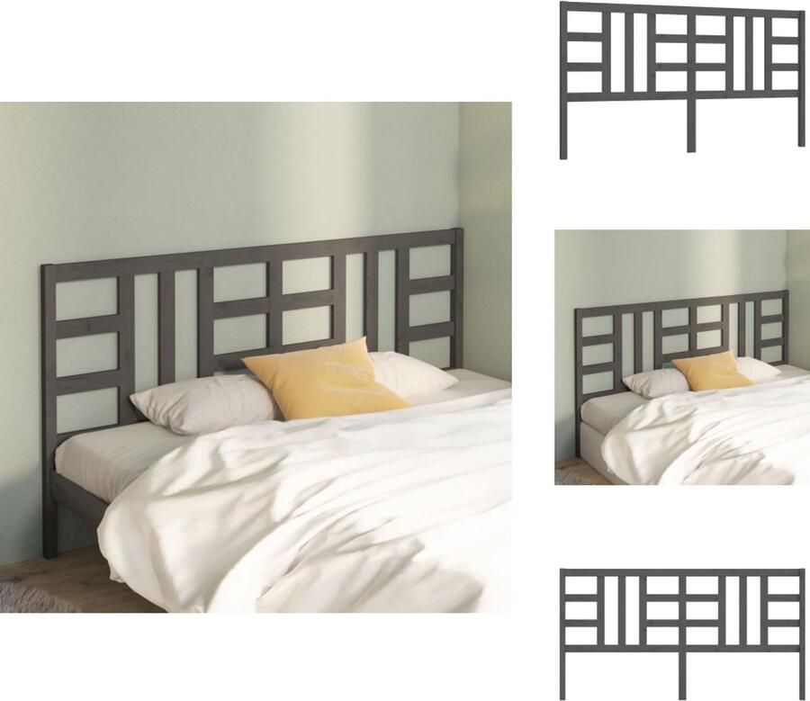 VidaXL Hoofdbord Hoofdborden Hoofdeinde Houten Hoofdbord 186x4x100 cm massief grenenhout grijs