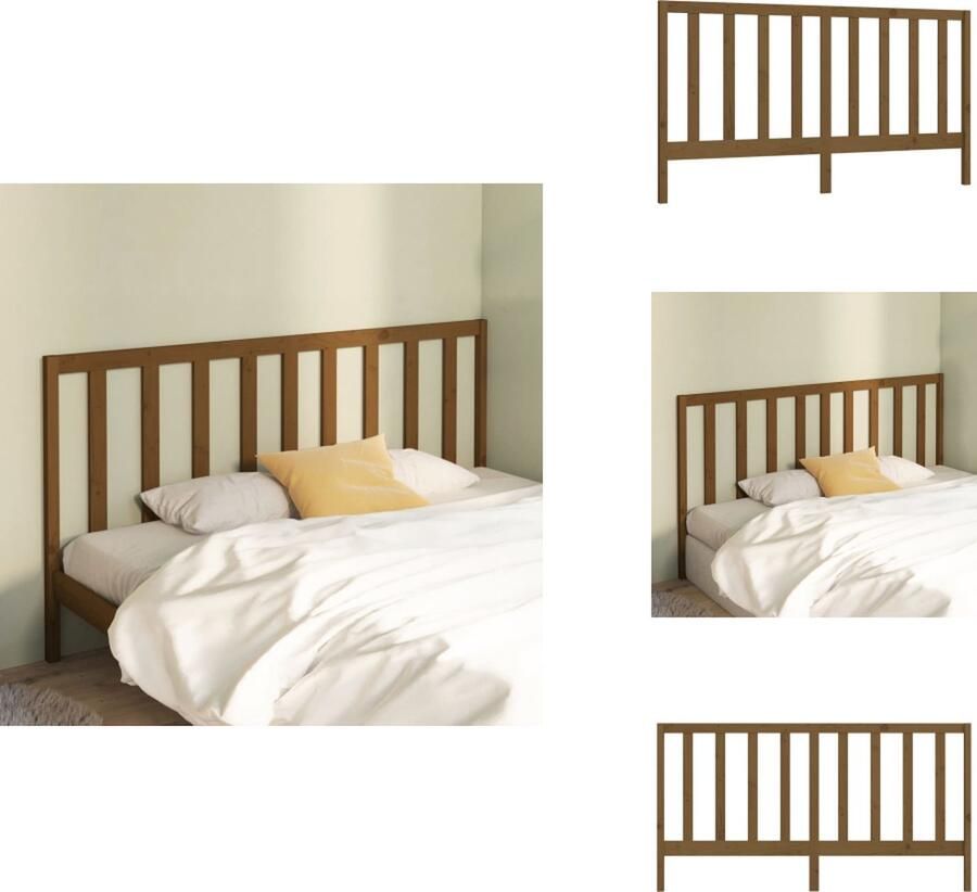 VidaXL Hoofdbord Hoofdborden Hoofdeinde Houten Hoofdbord 186x4x100 cm massief grenenhout honingbruin - Foto 4