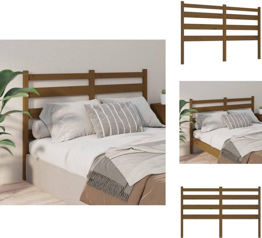 VidaXL Hoofdbord Hoofdborden Hoofdeinde Houten Hoofdbord 186x4x100 cm massief grenenhout honingbruin - Foto 5