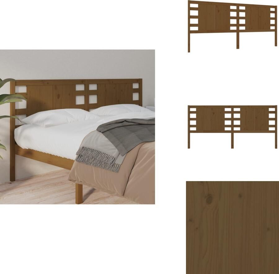 VidaXL Hoofdbord Hoofdborden Hoofdeinde Houten Hoofdbord 186x4x100 cm massief grenenhout honingbruin - Foto 2