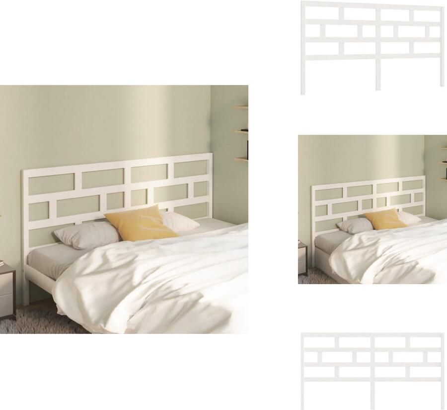 VidaXL Hoofdbord Hoofdborden Hoofdeinde Houten Hoofdbord 186x4x100 cm massief grenenhout wit - Foto 3