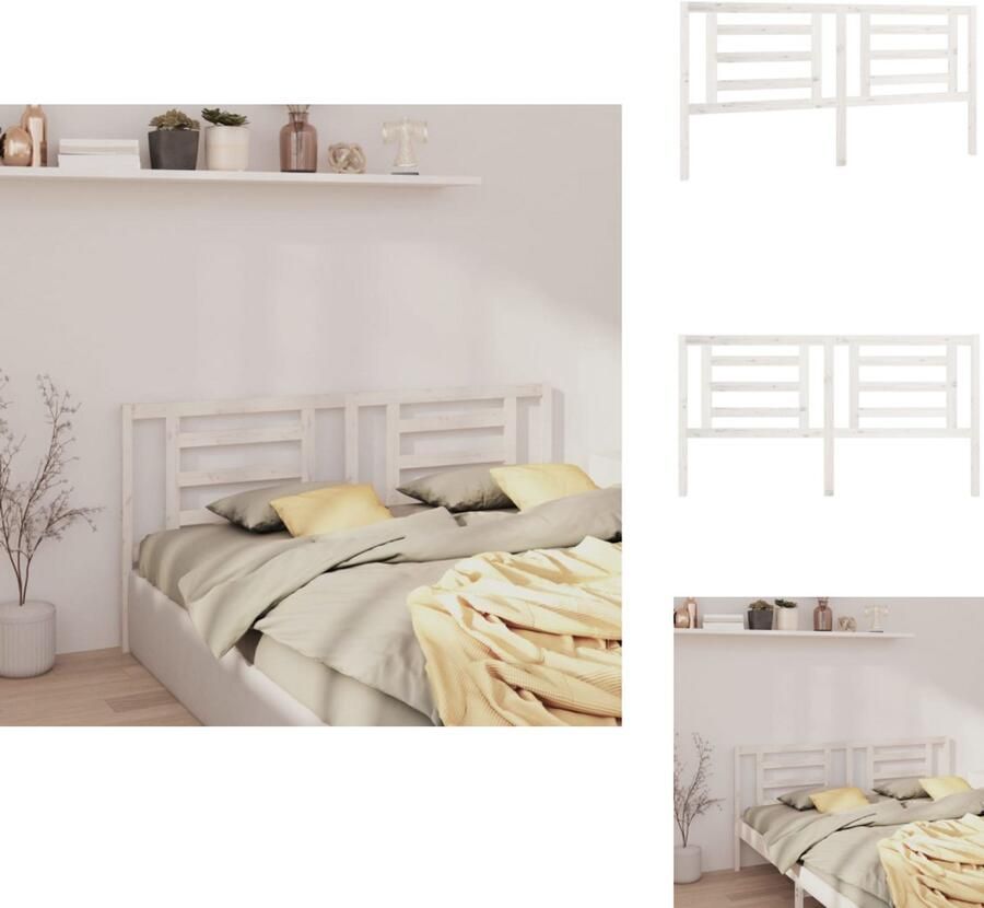 VidaXL Hoofdbord Hoofdborden Hoofdeinde Houten Hoofdbord 186x4x100 cm massief grenenhout wit