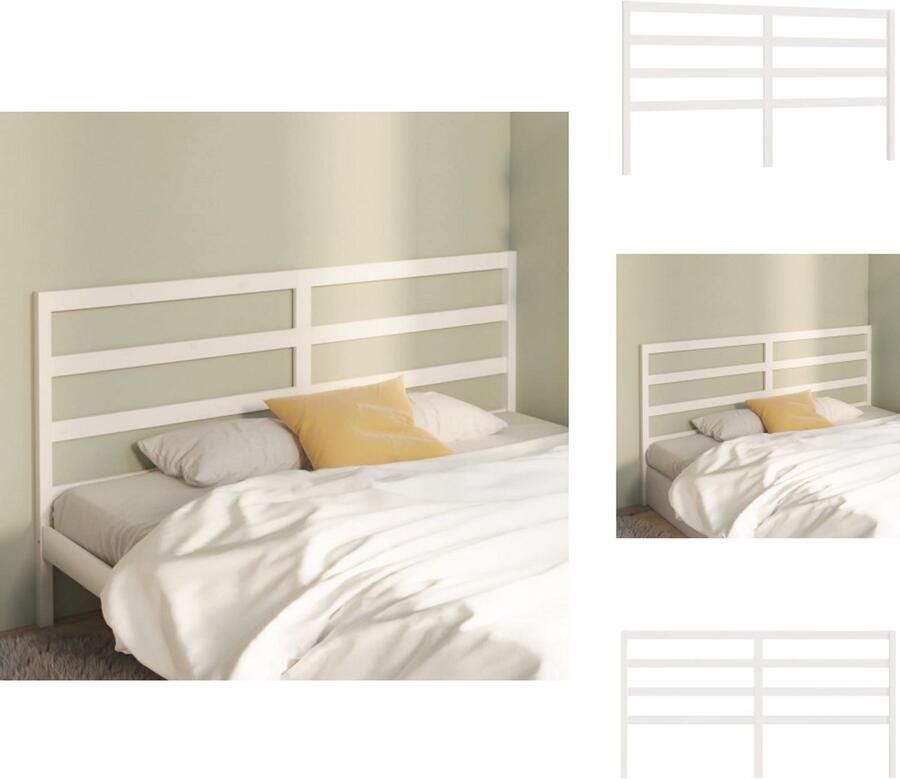 VidaXL Hoofdbord Hoofdborden Hoofdeinde Houten Hoofdbord 186x4x100 cm massief grenenhout wit