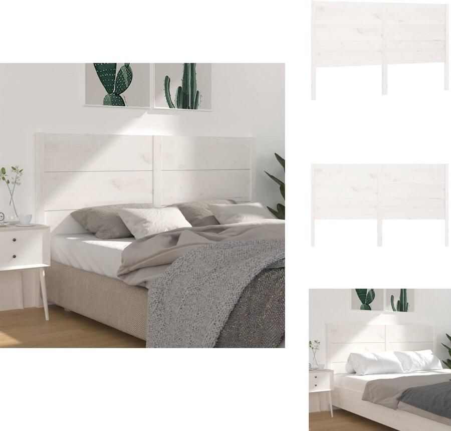 VidaXL Hoofdbord Hoofdborden Hoofdeinde Houten Hoofdbord 186x4x100 cm massief grenenhout wit
