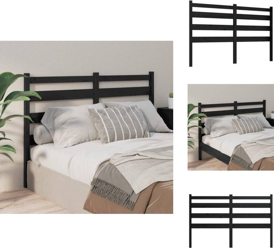 VidaXL Hoofdbord Hoofdborden Hoofdeinde Houten Hoofdbord 156x4x100 cm massief grenenhout zwart