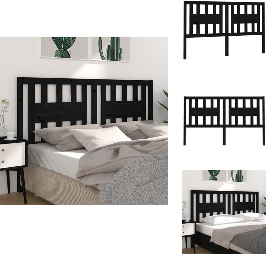 VidaXL Hoofdbord Hoofdborden Hoofdeinde Houten Hoofdbord 186x4x100 cm massief grenenhout zwart