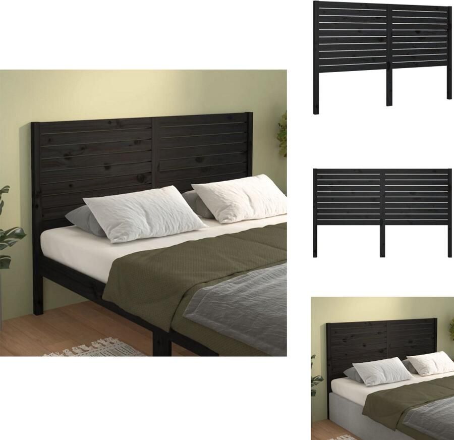VidaXL Hoofdbord Hoofdborden Hoofdeinde Houten Hoofdbord 186x4x100 cm massief grenenhout zwart