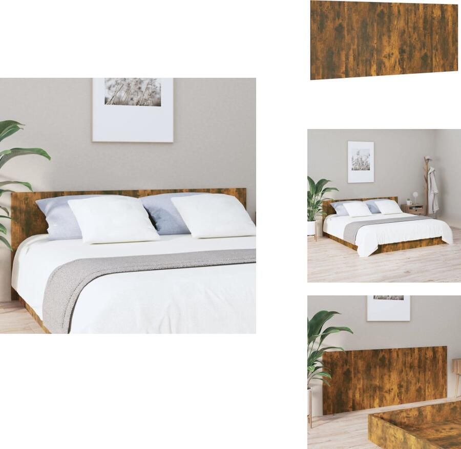 VidaXL Hoofdbord Hoofdborden Hoofdeinde Houten Hoofdbord 200x1 5x80 cm bewerkt hout gerookt eikenkleurig - Foto 2