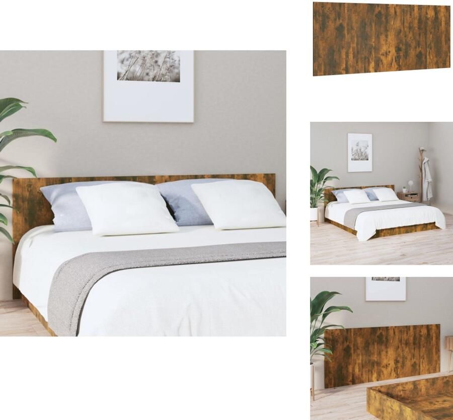 VidaXL Hoofdbord Hoofdborden Hoofdeinde Houten Hoofdbord 200x1 5x80 cm bewerkt hout gerookt eikenkleurig