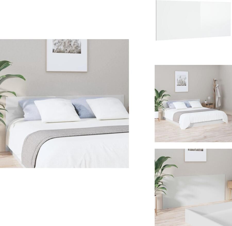 VidaXL Hoofdbord Hoofdborden Hoofdeinde Houten Hoofdbord 200x1 5x80 cm bewerkt hout hoogglans wit