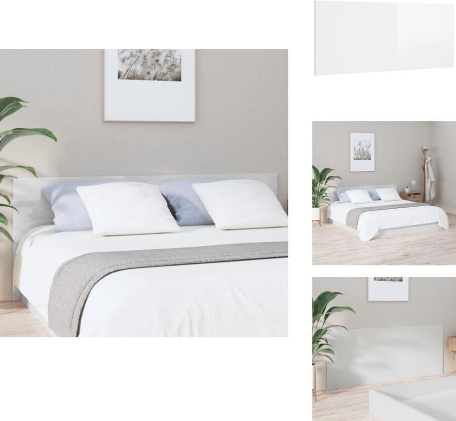 VidaXL Hoofdbord Hoofdborden Hoofdeinde Houten Hoofdbord 200x1-5x80 cm bewerkt hout hoogglans wit - Foto 2