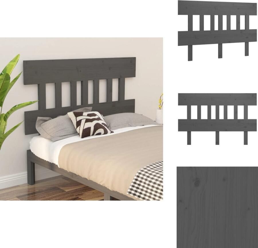 VidaXL Hoofdbord Hoofdborden Hoofdeinde Houten Hoofdbord 203 5x3x81 cm massief grenenhout grijs
