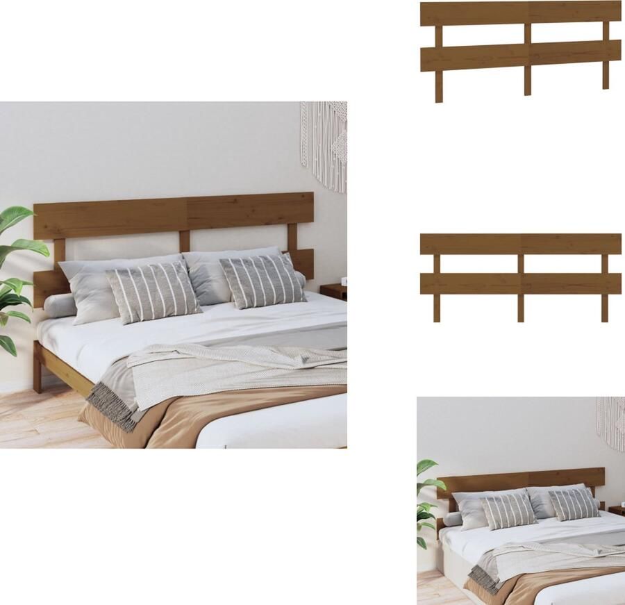 VidaXL Hoofdbord Hoofdborden Hoofdeinde Houten Hoofdbord 204x3x81 cm massief grenenhout honingbruin - Foto 2
