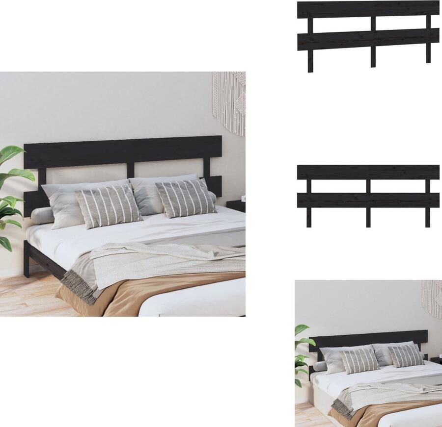 VidaXL Hoofdbord Hoofdborden Hoofdeinde Houten Hoofdbord 204x3x81 cm massief grenenhout zwart