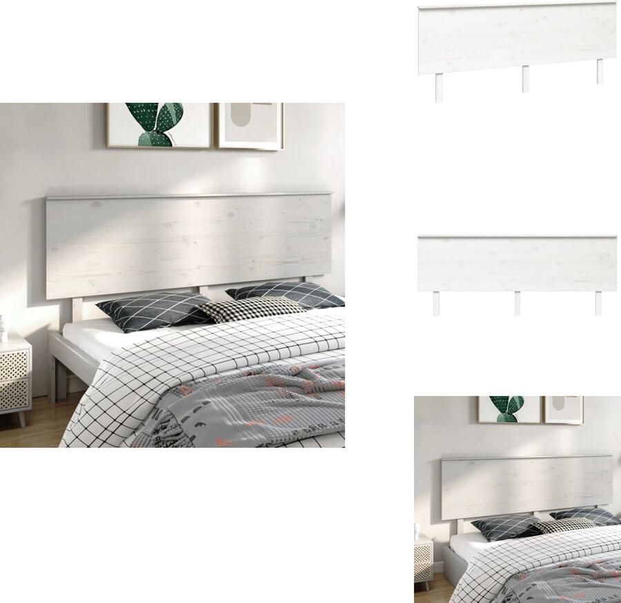 VidaXL Hoofdbord Hoofdborden Hoofdeinde Houten Hoofdbord 204x6x82 5 cm massief grenenhout wit