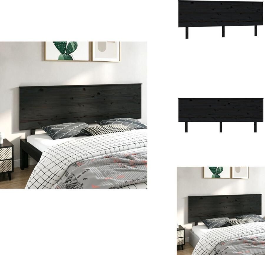 VidaXL Hoofdbord Hoofdborden Hoofdeinde Houten Hoofdbord 204x6x82 5 cm massief grenenhout zwart