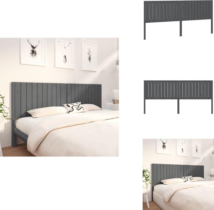 VidaXL Hoofdbord Hoofdborden Hoofdeinde Houten Hoofdbord 205 5x4x100 cm massief grenenhout grijs