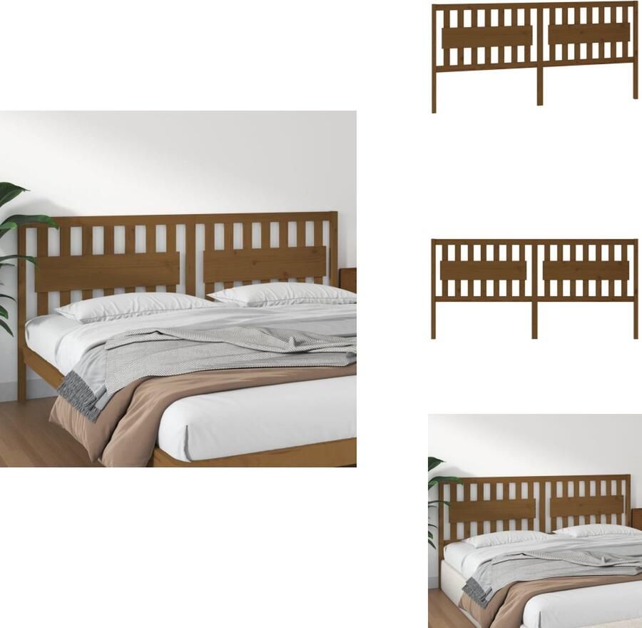 VidaXL Hoofdbord Hoofdborden Hoofdeinde Houten Hoofdbord 205 5x4x100 cm massief grenenhout honingbruin - Foto 4