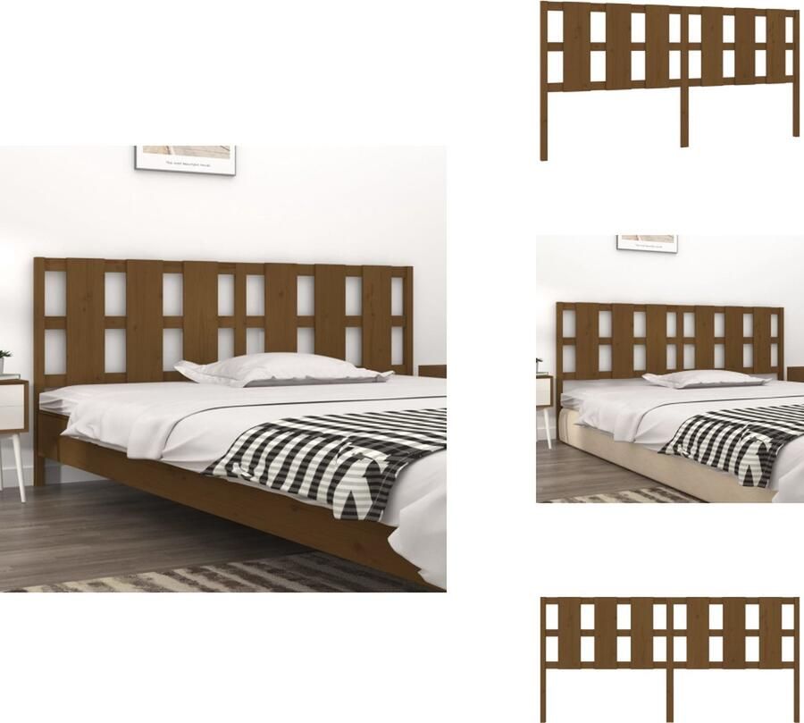 VidaXL Hoofdbord Hoofdborden Hoofdeinde Houten Hoofdbord 205-5x4x100 cm massief grenenhout honingbruin - Foto 2