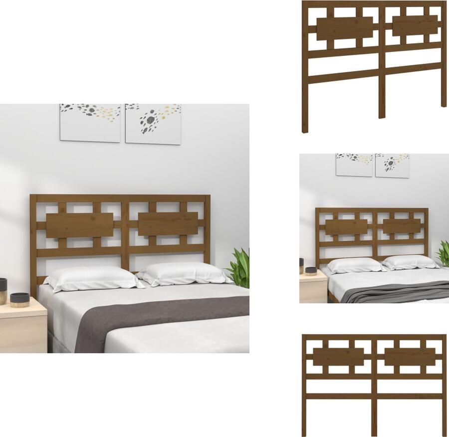 VidaXL Hoofdbord Hoofdborden Hoofdeinde Houten Hoofdbord 205 5x4x100 cm massief grenenhout honingbruin - Foto 3