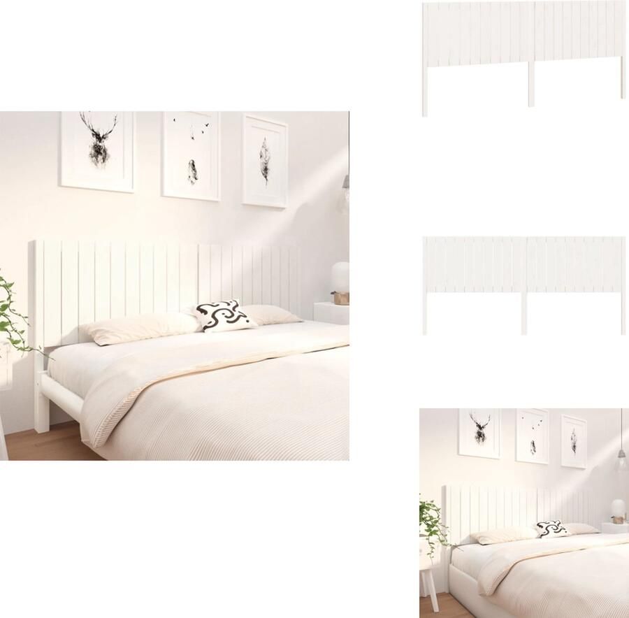 VidaXL Hoofdbord Hoofdborden Hoofdeinde Houten Hoofdbord 205 5x4x100 cm massief grenenhout wit - Foto 3