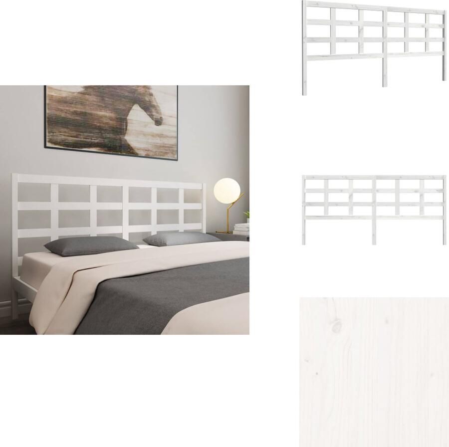 VidaXL Hoofdbord Hoofdborden Hoofdeinde Houten Hoofdbord 205 5x4x100 cm massief grenenhout wit