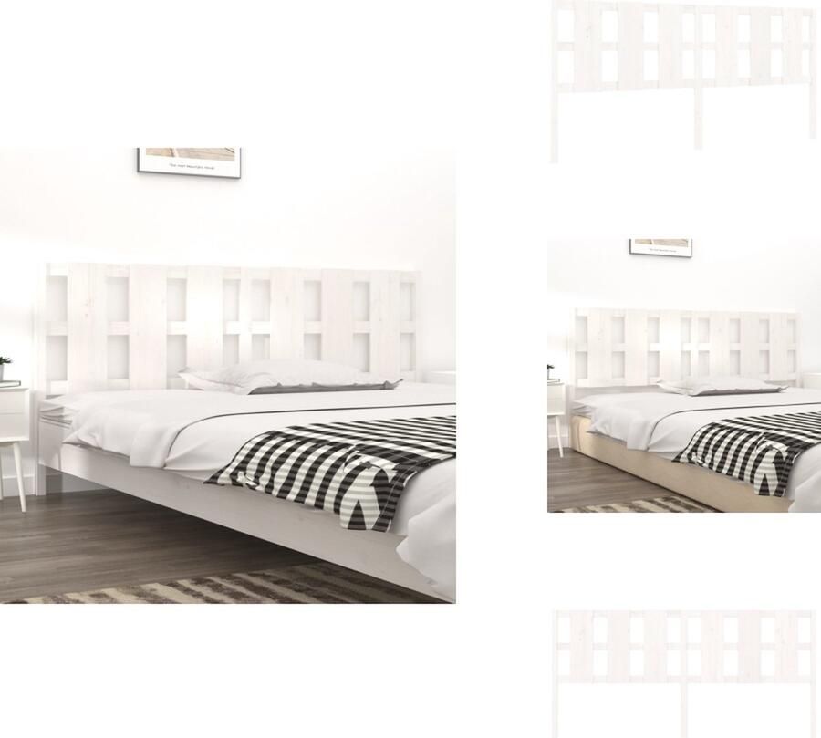 VidaXL Hoofdbord Hoofdborden Hoofdeinde Houten Hoofdbord 205 5x4x100 cm massief grenenhout wit - Foto 8