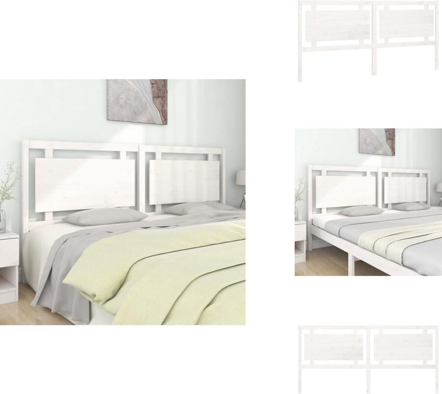 VidaXL Hoofdbord Hoofdborden Hoofdeinde Houten Hoofdbord 205 5x4x100 cm massief grenenhout wit - Foto 9
