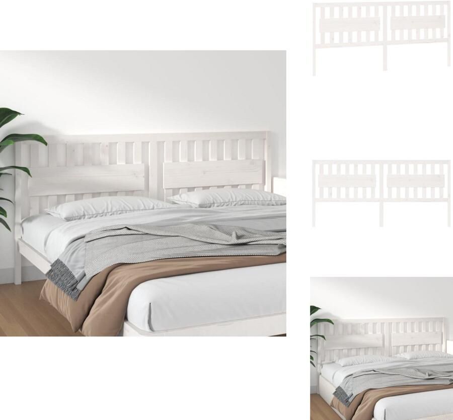VidaXL Hoofdbord Hoofdborden Hoofdeinde Houten Hoofdbord 205 5x4x100 cm massief grenenhout wit - Foto 7